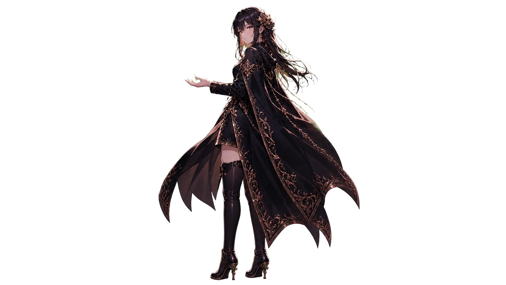 A rose-gold sorceress holding the MYRPW emblem